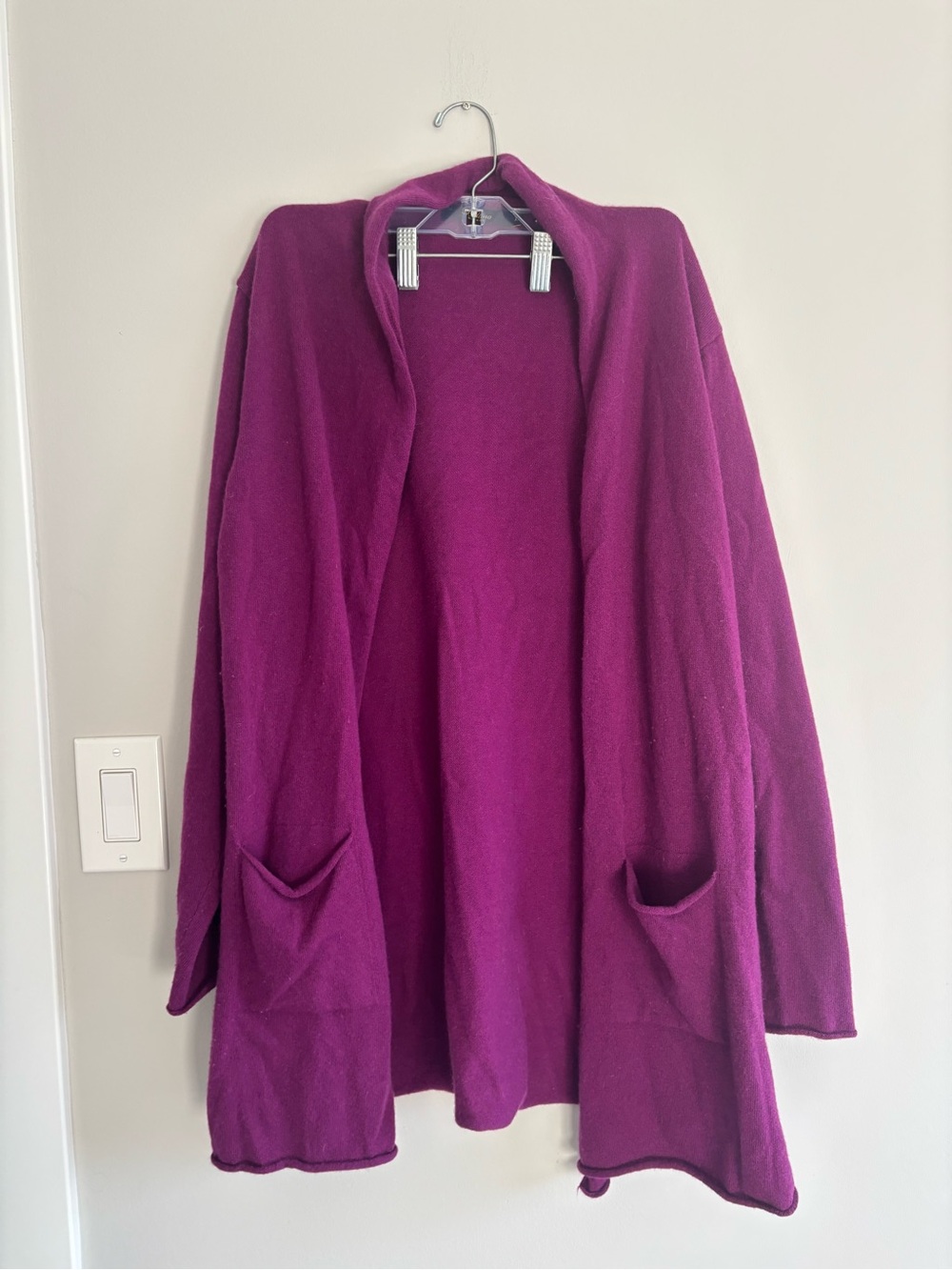 BELLINA wool and cashmere purple plum cardigan XL